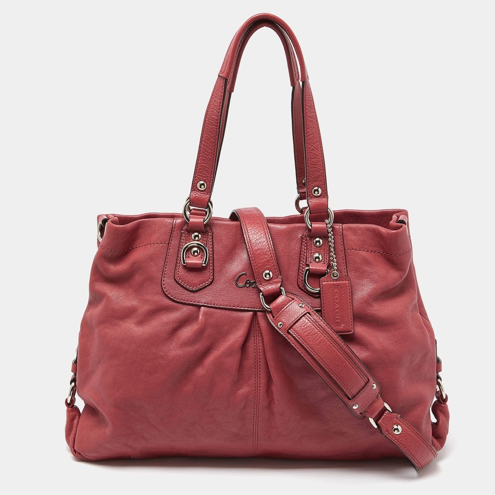 Coach Ashley Leather Satchel Handbag Crossbody Coral Pink (T709)